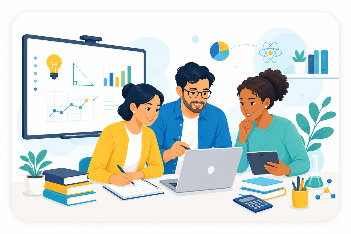 Experts pédagogiques Easy-Schoolnet préparant des cours de soutien scolaire en ligne
