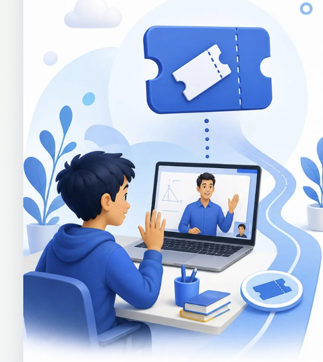 Élève suivant un cours Easy-Schoolnet avec un ticket à la carte